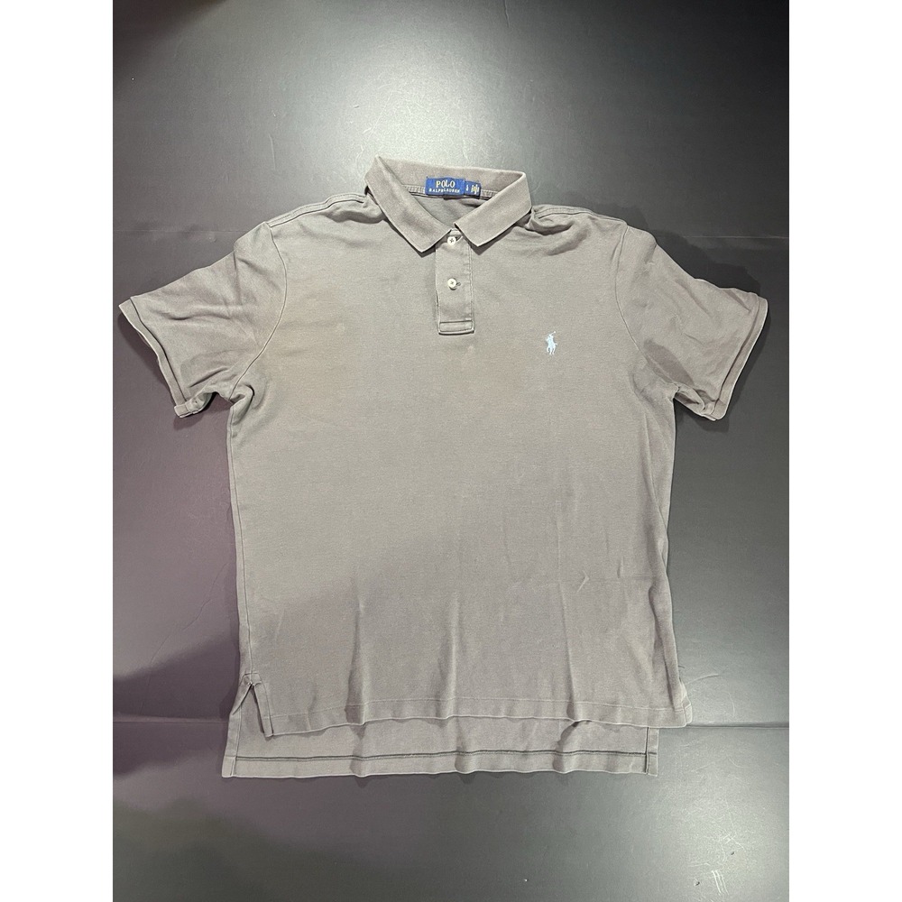 Ralph‎ Lauren Polo Shirt Knit Men's L Embroidered Horseman Gray Blue